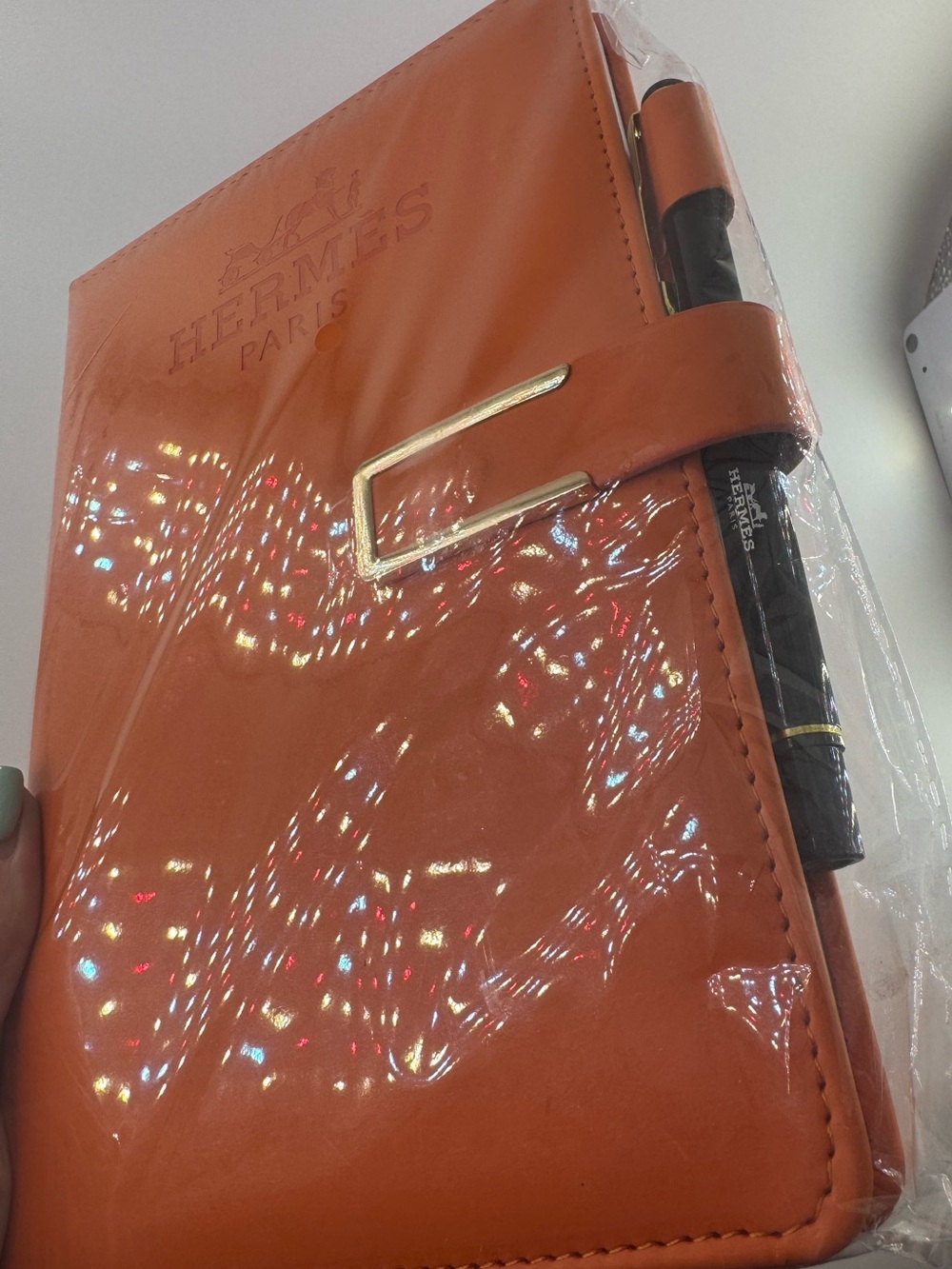 Hermès Notebook Planner Agenda & Pen Orange Leather, Hermès VIP Gift - Picture 4 of 5